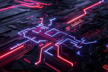 Poster - abstract futuristic cyber tech wallpaper background
