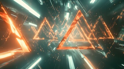 Poster - Dynamic light speed animation digital space motion graphics futuristic environment perspective view high-tech concept