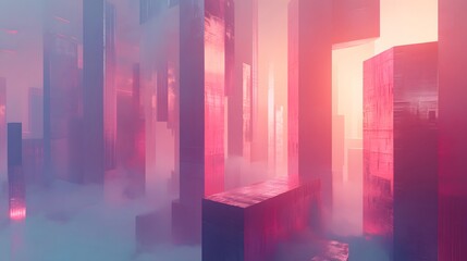 Poster - Exploring futuristic urban landscapes digital realm 3d render abstract environment colorful perspective