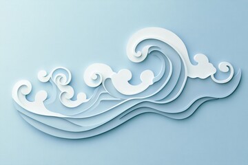 Poster - Creative paper cut waves in soft colors representing ocean movement and tranquility. Generative AI