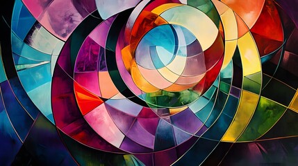 Poster - Vibrant abstract swirls art studio digital artwork colorful palette close-up expression of creativity