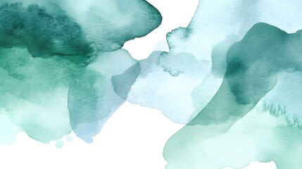 Poster - Abstract Watercolor Wash Painting Teal Green Blue