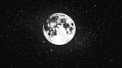 Wall Mural - Moon and stars with dark sky in the space universe.