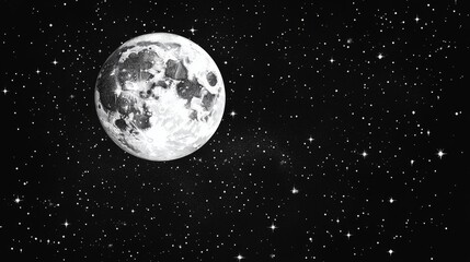 Wall Mural - Moon and stars with dark sky in the space universe.