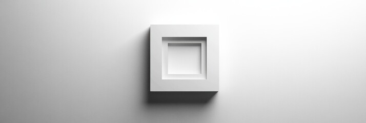 Poster - Minimalist white square recess on a plain wall illustrating modern design principles. Generative AI