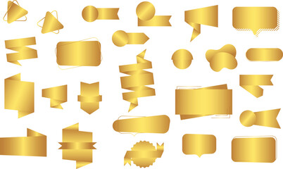 vector set of golden banner for sale, advertisements, communication poster, help wanted advertising 