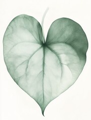 Poster - Heart shaped leaf with delicate veins showcasing natures beauty in soft greenery. Generative AI