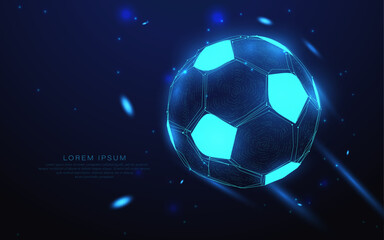 Fototapete - Futuristic Glowing Digital Soccer Ball Illustration