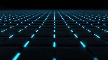 Fototapete - Abstract 3D Background Featuring Wavy Lines and Glowing Blue Grid Design for Creative Projects