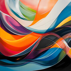 Poster - Abstract Fluid Flow: A captivating abstract painting showcasing a dynamic interplay of vibrant colors and flowing lines, evoking a sense of movement, energy, and depth.