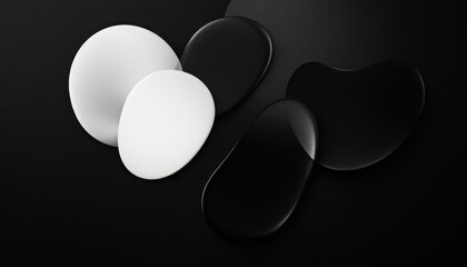 Poster - Abstract black and white organic shapes on dark background