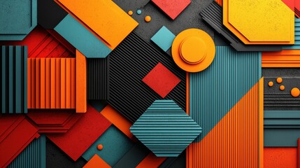 Poster - Colorful geometric shapes abstract art with bold patterns and textures