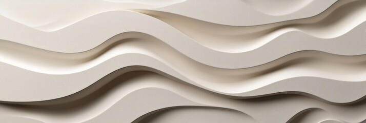 Poster - Textured wall design with flowing curves in neutral tones for modern interior spaces. Generative AI