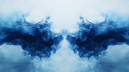 Poster - Abstract Blue Ink Splash Mirrored Design