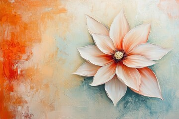 Aufkleber - Elegant white flower with soft orange background in a textured artistic design showcasing natural beauty. Generative AI