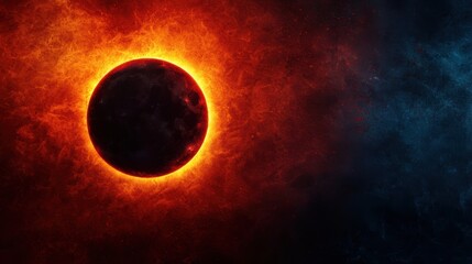 Wall Mural - Fiery Eclipse Celestial Event in Cosmic Nebula