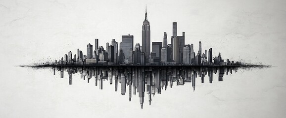 Poster - Cityscape reflection, urban, skyline, buildings, architecture.