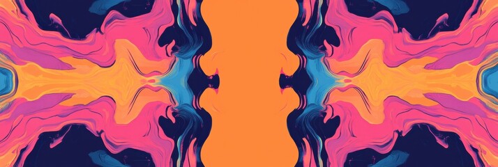 Fototapete - Colorful abstract painting with swirling patterns in vibrant hues showcasing artistic expression and creativity. Generative AI