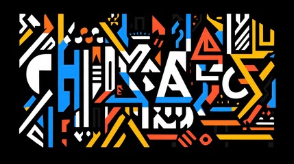 Poster - Vibrant Geometric Pattern with Bold Colors and Abstract Shapes