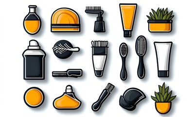 Poster - Minimalist black and white vector icon collection, showcasing a variety of simple and elegant designs for modern applications and interfaces.