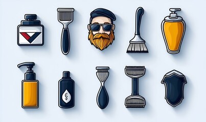 Poster - Minimalist vector icons in black and white, showcasing diverse themes, ideal for modern design projects and digital applications.