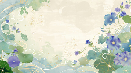 Wall Mural - Nature-Inspired Background with Pastel Floral Elements and Gentle Swirls