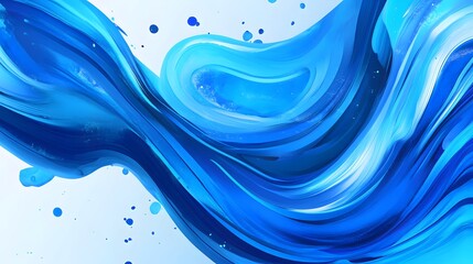 Poster - Abstract Blue Swirls and Paint Splatter Artwork