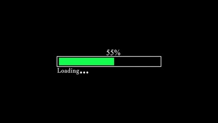 Poster - A green loading bar illustration set at 55% completion, ideal for showcasing mid-progress in digital interfaces, dashboards, or project tracking visuals.