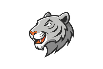  Fierce Grey Tiger head mascot logo design for e-sport