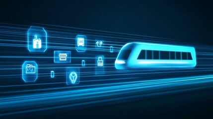 Poster - High Speed Train Futuristic Digital Transportation System