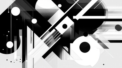 Poster - Abstract Geometric Black and White Design with Bold Shapes and Lines