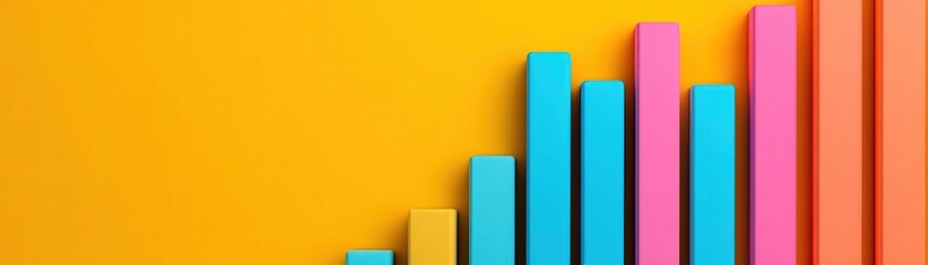 Poster - A vibrant, colorful bar graph against a yellow background, representing data analysis and growth metrics.