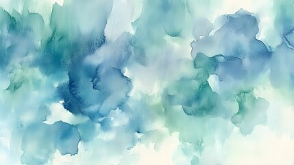 Poster - Abstract Blue Green Watercolor Wash Painting