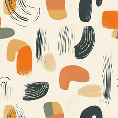 Poster - Abstract Composition of Hand-Drawn Curves and Arcs, Intricate Shapes in a Harmonious Blend of Lines and Forms