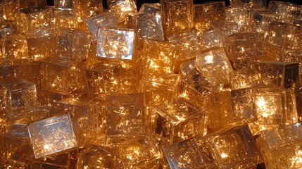 Poster - Illuminated Amber Glass Cubes Art Installation
