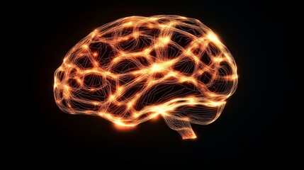 Poster - Illuminated Brain Neural Network, Abstract Visualization