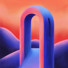 Poster - Innovative cybersecurity solutions abstract landscape digital art vibrant colors futuristic viewpoint