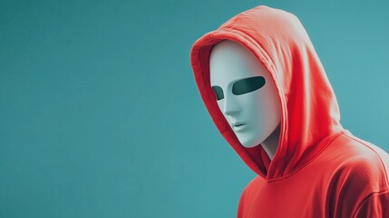 Poster - Digital privacy awareness mysterious figure in hoodie urban setting conceptual art close-up modern aesthetic