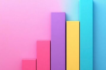 Poster - A colorful bar chart representing growth or data analysis against a soft gradient background.