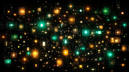 Poster - Illuminated Digital Network Grid Abstract Art