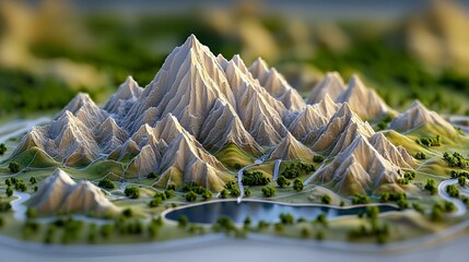 Poster - Digital elevation model showcasing topographical features, revealing terrain variations and elevation data for geographical analysis and planning.
