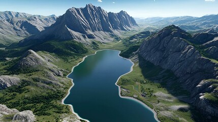 Poster - Digital elevation model, detailed representation of terrain elevation, showcasing topographic features and landscape variations in GIS format