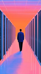 Poster - Network security concept data center digital art futuristic environment perspective view modern technology