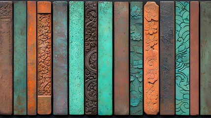 Poster - Vibrant Textural Mosaic, an artistic blend showcasing diverse patterns, hues, and materials that evoke tactile sensations and visual intrigue
