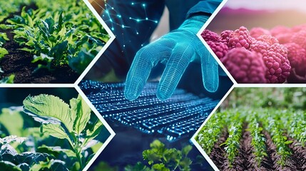 Poster - Innovative Agricultural Technologies, showcasing diverse tools and machinery enhancing farming efficiency and sustainability in modern agriculture