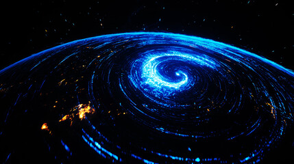 Wall Mural - A blue planet with a spiral shape
