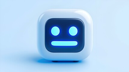 Poster - Chatbot Interface Display, a close-up view of a chatbot icon illuminated on a sleek device screen, symbolizing digital communication and technology.