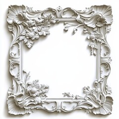 Wall Mural - Classic frame with ornament decor on the white background. Digital illustration.