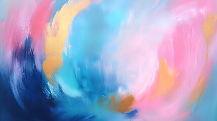 Poster - Abstract Pastel Swirls of Blue Pink and Gold
