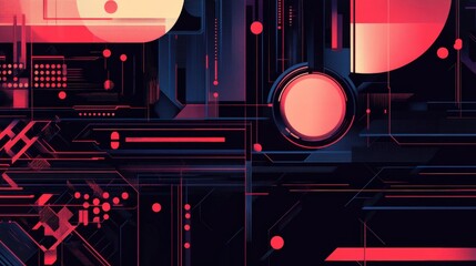 Poster - Futuristic Abstract Background with Geometric Shapes and Lines